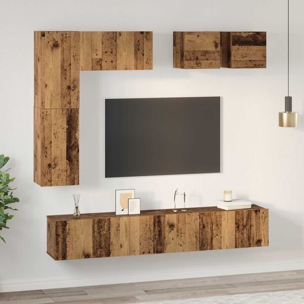 vidaXL Conjunto de mueble de TV 8 pcs Madera envejecida