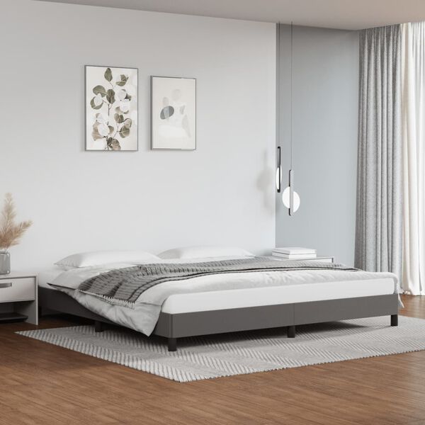 vidaXL Estructura de cama sin colch&oacute;n cuero sint&eacute;tico gris 200x200 cm