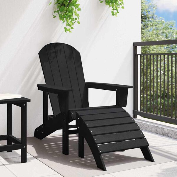 vidaXL Silla Adirondack Negro 82 x 74 x 92 cm HDPE