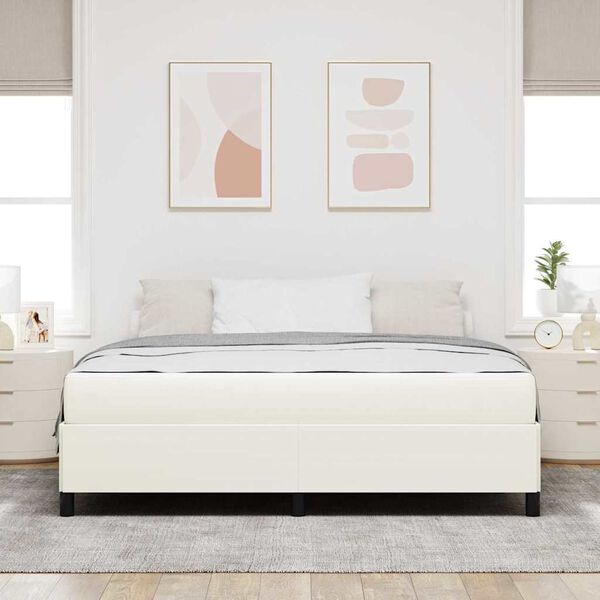 vidaXL Estructura de cama con colch&oacute;n Crema 180 x 200 cm tela