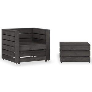 vidaXL Muebles de jard&iacute;n palets 2 pzas madera de pino impregnada gris