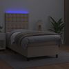 vidaXL Cama box spring colch&oacute;n LED cuero sint&eacute;tico capuchino 100x200cm