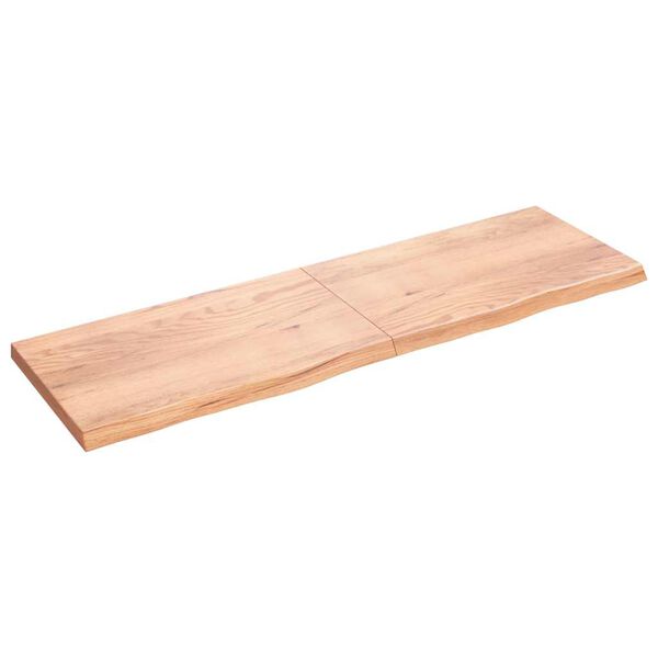 vidaXL Encimera ba&ntilde;o madera maciza tratada marr&oacute;n claro 200x60x(2-6)cm