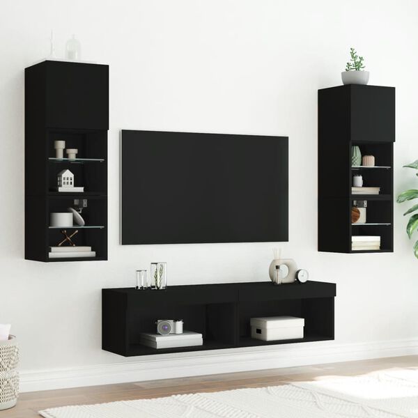 vidaXL Mueble para TV con luces LED negro 60x30x30 cm