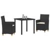 vidaXL Conjunto de Comedor de Jard&iacute;n 3 pcs Negro rat&aacute;n sint&eacute;tico