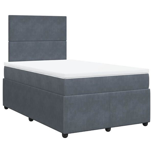 vidaXL Cama box spring con colch&oacute;n terciopelo gris oscuro 120x190 cm