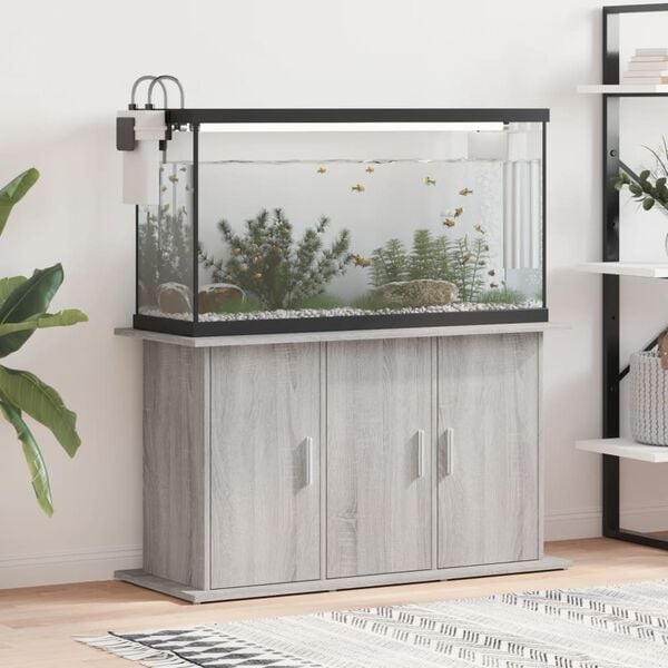 vidaXL Soporte para acuario madera ingenier&iacute;a gris Sonoma 101x41x58 cm