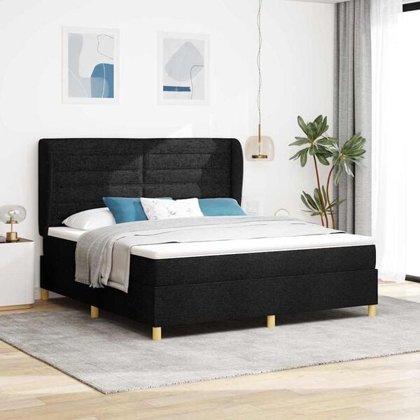 vidaXL Cama con Somier y Colch&oacute;n Gris Oscuro 90x190 cm de Tela Negro
