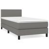 vidaXL Cama box spring con colch&oacute;n tela gris oscuro 90x190 cm