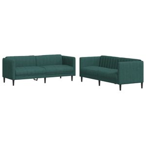vidaXL Juego de sof&aacute;s 2 piezas tela verde oscuro