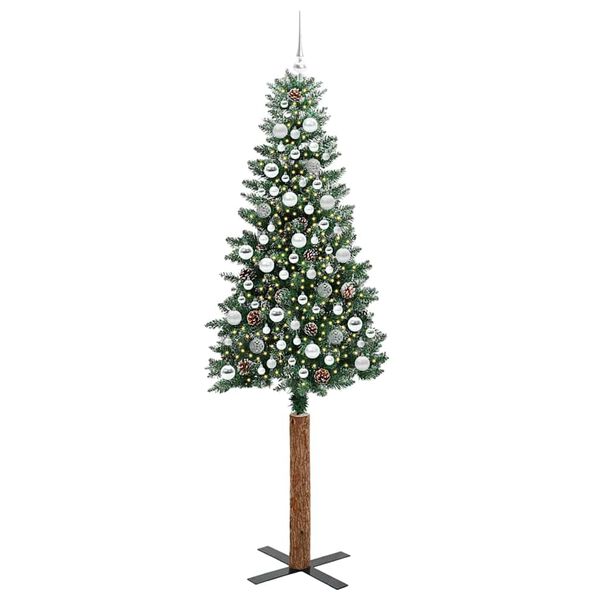 vidaXL &Aacute;rbol de Navidad Delgado con 300 LED con soporte Verde 210 cm