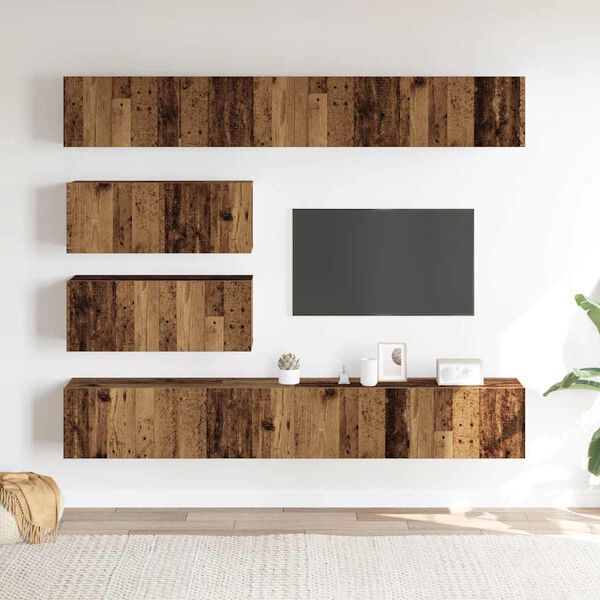 vidaXL Conjunto de mueble de TV 6 piezas montado la pared madera vieja