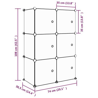vidaXL Estantería infantil de cubos con 6 compartimentos rosa PP