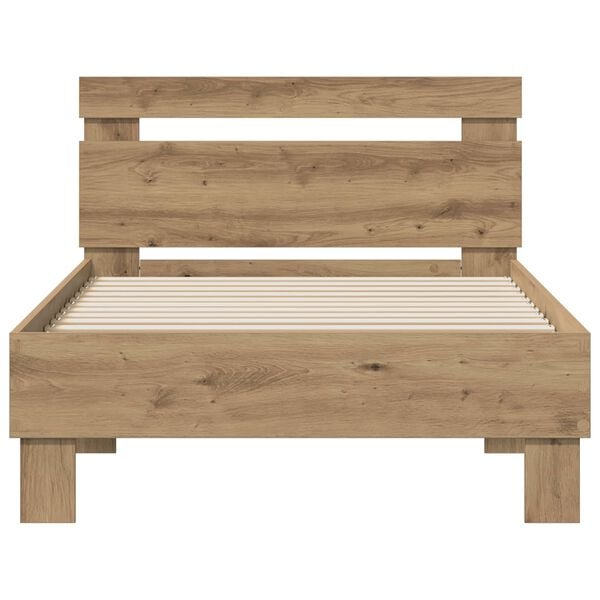 vidaXL Estructura de cama con cabecera Roble artesanal 98.5 x 200 cm