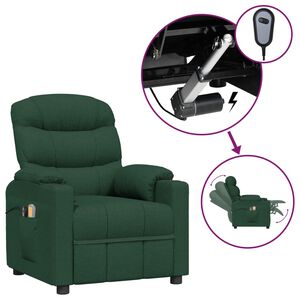 vidaXL Sill&oacute;n de masaje el&eacute;ctrico tela verde oscuro