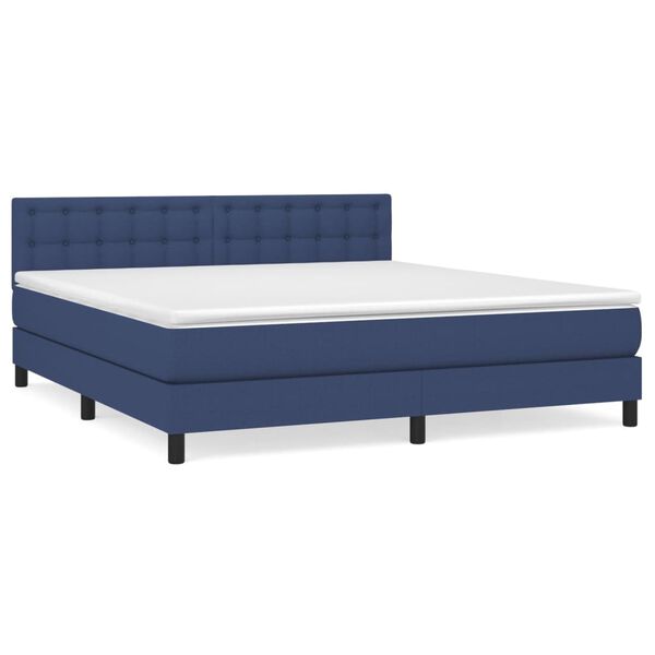 vidaXL Cama box spring con colch&oacute;n tela azul 180x200 cm