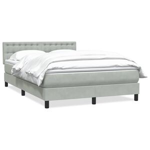 vidaXL Cama box spring con colch&oacute;n terciopelo gris claro 160x220 cm