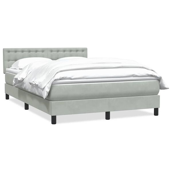 vidaXL Cama box spring con colch&oacute;n terciopelo gris claro 160x220 cm