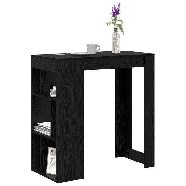 vidaXL Mesa de Bar con estante Roble Negro 102 x 50 x 103,5 cm