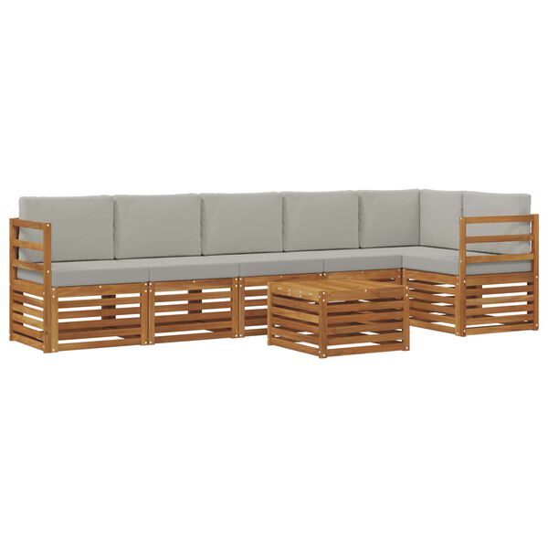 vidaXL Juegos de sof&aacute;s con coj&iacute;n 7 pcs Gris Natural y Claro