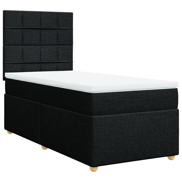 vidaXL Cama box spring con colch&oacute;n tela negro 90x190 cm