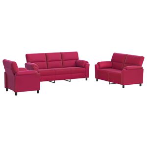 vidaXL Juego de Sof&aacute; 3 pcs Rojo vino Terciopelo