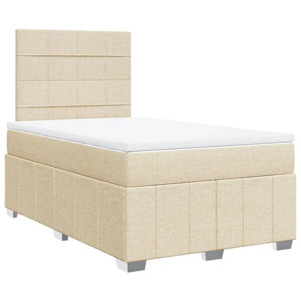 vidaXL Cama box spring con colch&oacute;n tela color crema 120x190 cm