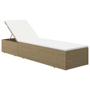vidaXL Tumbona de rat&aacute;n sint&eacute;tico marr&oacute;n y blanco crema
