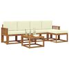 vidaXL Conjunto de sof&aacute;s de exterior con coj&iacute;n 6 pcs Natural y Crema
