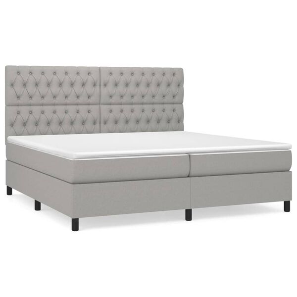 vidaXL Cama box spring con colch&oacute;n tela gris claro 200x200 cm