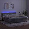 vidaXL Cama box spring colch&oacute;n y LED terciopelo gris claro 160x200 cm