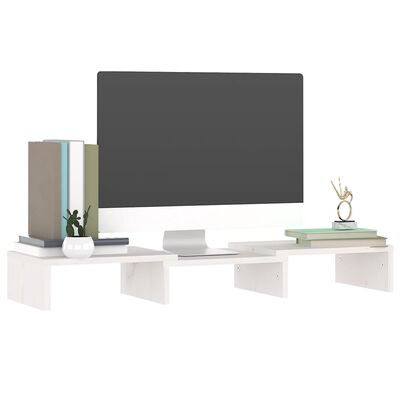 vidaXL Soporte de monitor madera maciza de pino blanco 60x24x10,5 cm