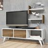 Homemania Mueble para TV Foxy blanco y nogal 120x30x40 cm