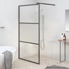 vidaXL Mampara de ducha vidrio ESG semiesmerilado negro 115x195 cm