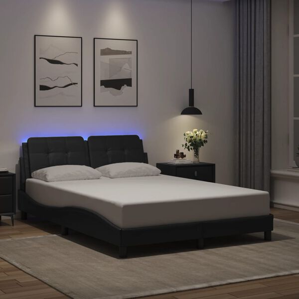 vidaXL Estructura de cama con LED sin colchón Zadar negro 120x200 cm