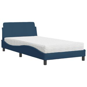 vidaXL Cama con colch&oacute;n Dover tela azul 100x200 cm
