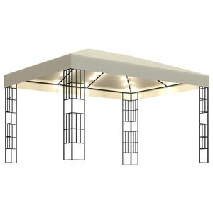 vidaXL Cenador con tira de luces LED 3x4 m crema