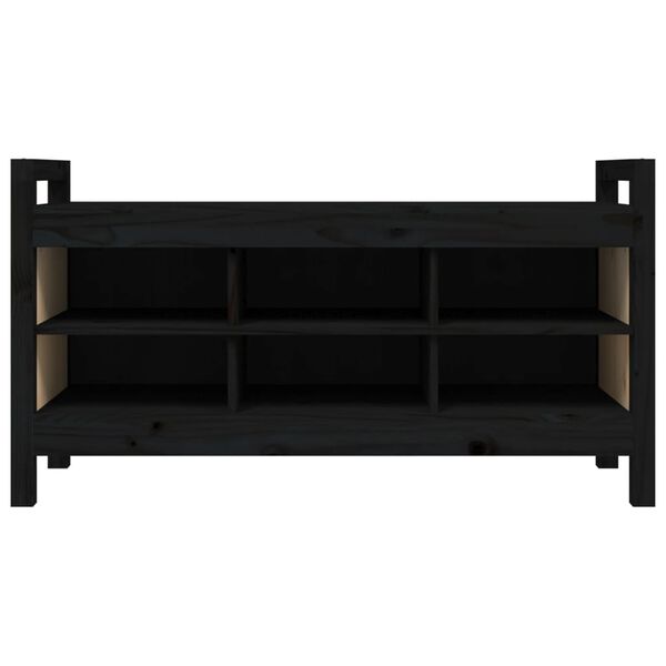 vidaXL Banco de recibidor madera maciza de pino negro 110x40x60 cm