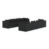 vidaXL Set de muebles de jard&iacute;n 9 pzas y cojines rat&aacute;n sint&eacute;tico negro