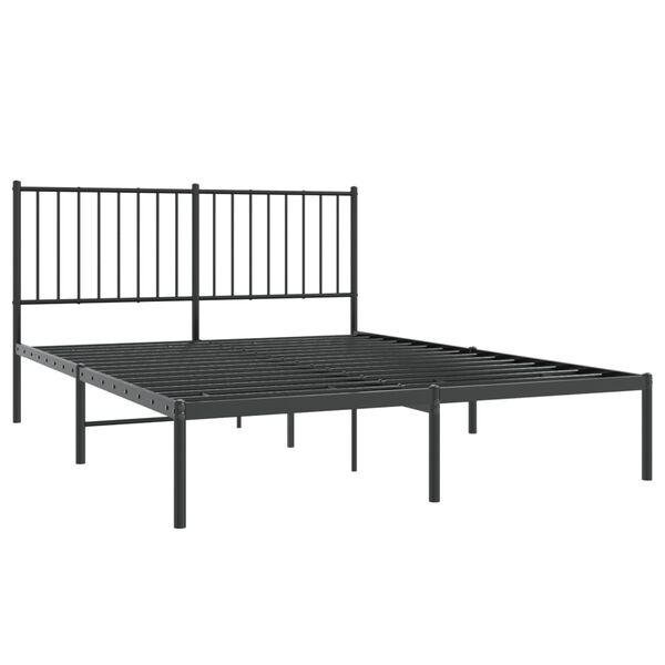 vidaXL Estructura cama sin colch&oacute;n con cabecero metal negro 140x190 cm
