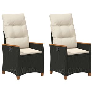 vidaXL Silla de jard&iacute;n reclinable Negro y crema 64 x 57,5 x 112 cm