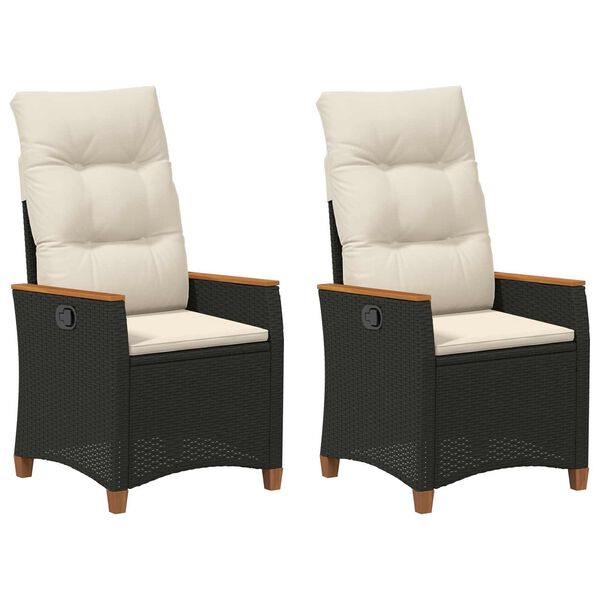 vidaXL Silla de jard&iacute;n reclinable Negro y crema 64 x 57,5 x 112 cm