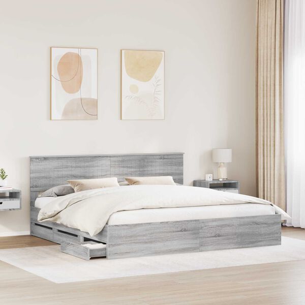 vidaXL Estructura de cama Gris Sonoma 200 x 200 cm Madera Ingenieril