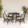 vidaXL Set comedor de jard&iacute;n 5 piezas y cojines rat&aacute;n sint&eacute;tico marr&oacute;n