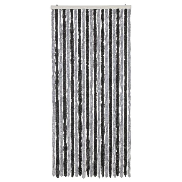 vidaXL Cortina antimoscas chenilla gris y negro 90x200 cm