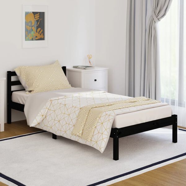 vidaXL Estructura de cama sin colchón madera de pino negro 90x200 cm