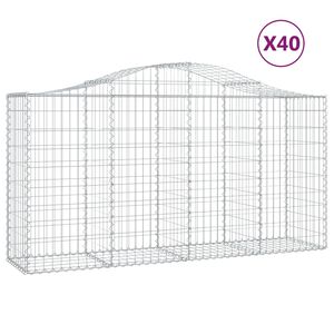 vidaXL Cestas de gaviones 40 uds forma de arco hierro 200x50x100/120cm
