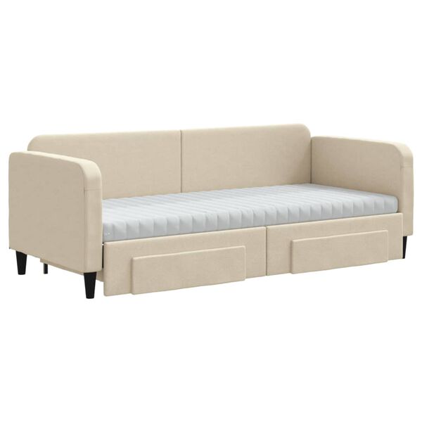 vidaXL Sofá cama nido con cajones tela color crema 80x200 cm
