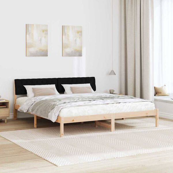 vidaXL Estructura de cama con cabecera Marr&oacute;n y negro 180 x 200 cm