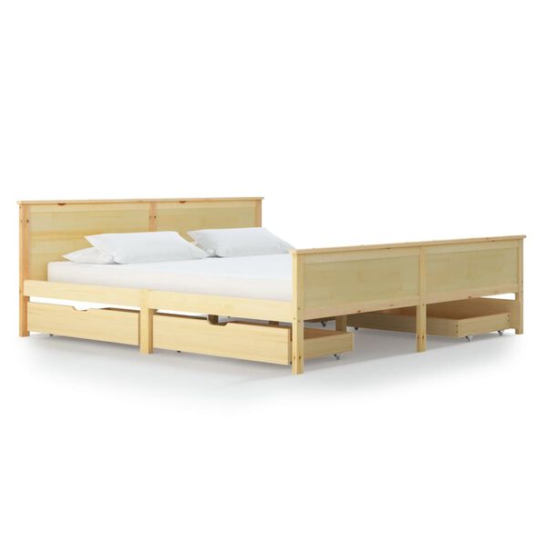 vidaXL Estructura de cama con 4 cajones madera maciza pino 200x200 cm